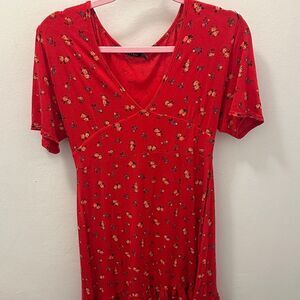 Nasty Gal Red Floral Dress